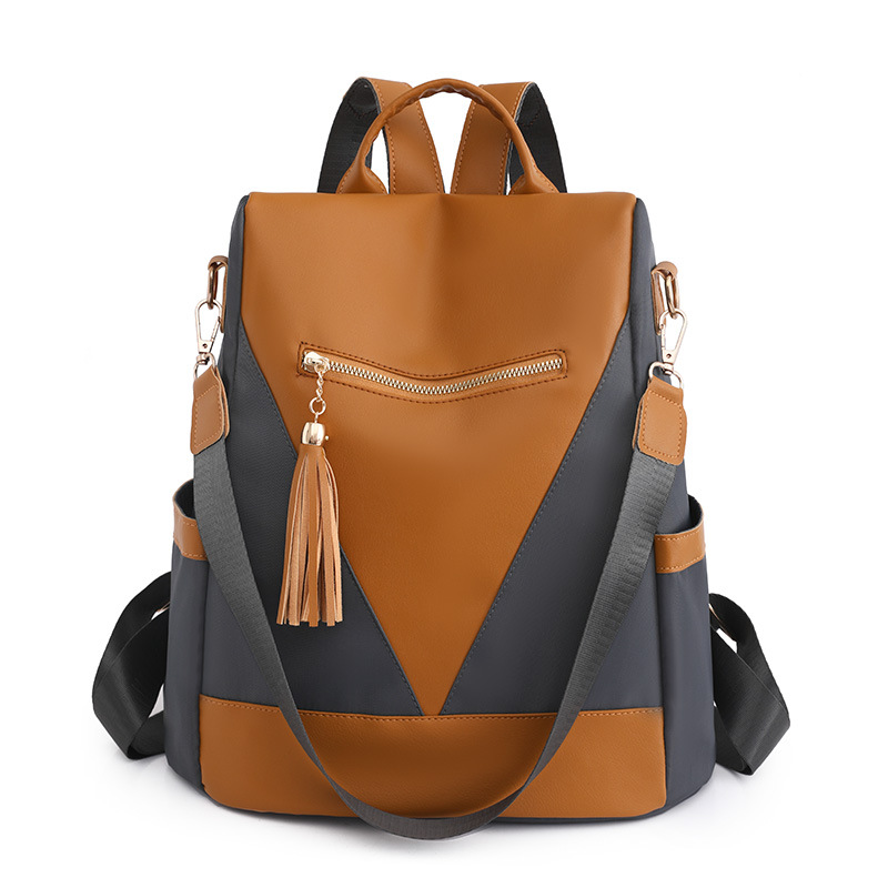 Picture of Backpack, Simple and Fashionable Contrasting Color Stitching Backpack, Women's Casual Travel Shoulder Bag, Versatile Wear-Resistant Handbag
