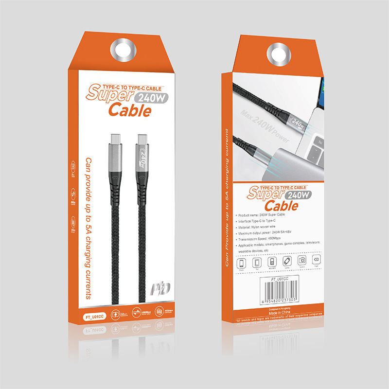 Picture of Braided data cable TYPE-C PD super fast charge 240W for Apple Huawei Xiaomi laptop phone 5A