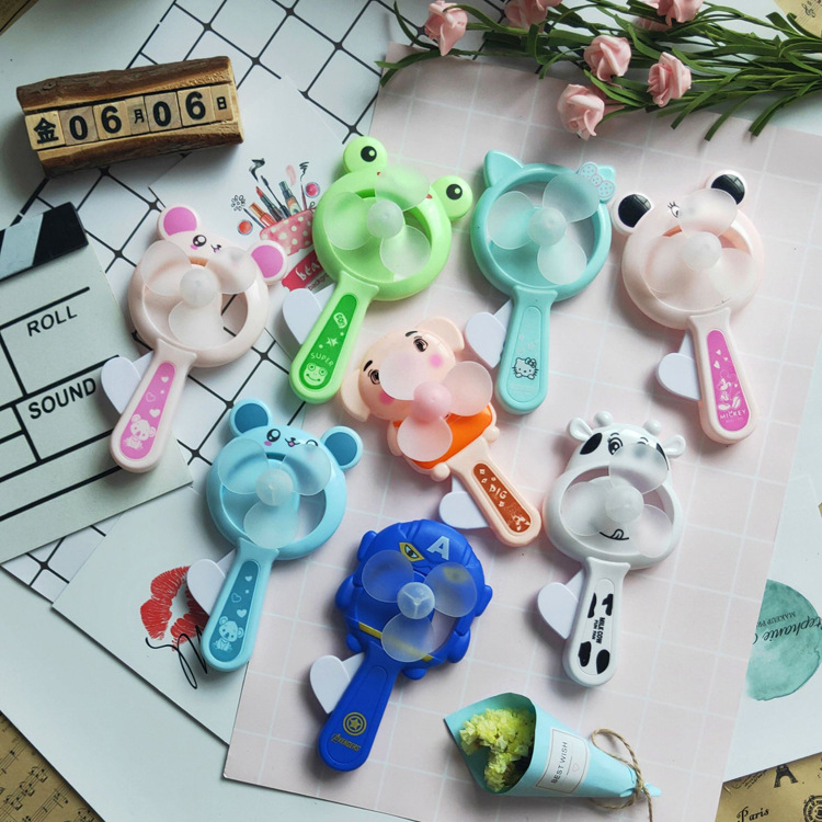 Picture of Creative mini hand pressure small fan cartoon hand-held children's toys push-to-sweep code small gift gift stall