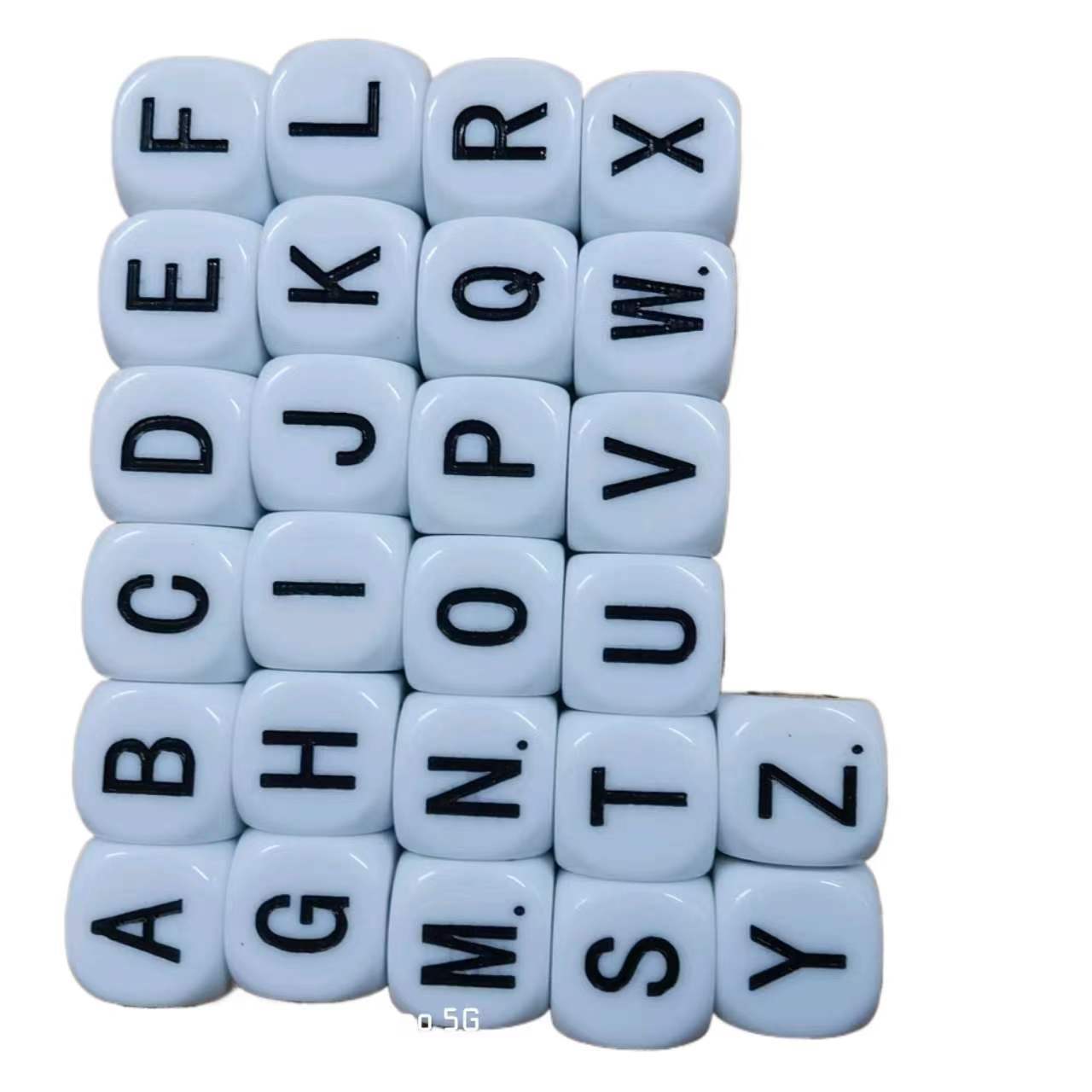 Picture of English Letters 26 Dice 6 Sides Dice English Learning Stationery Acrylic Dice Acrylic Material Rounded Corners