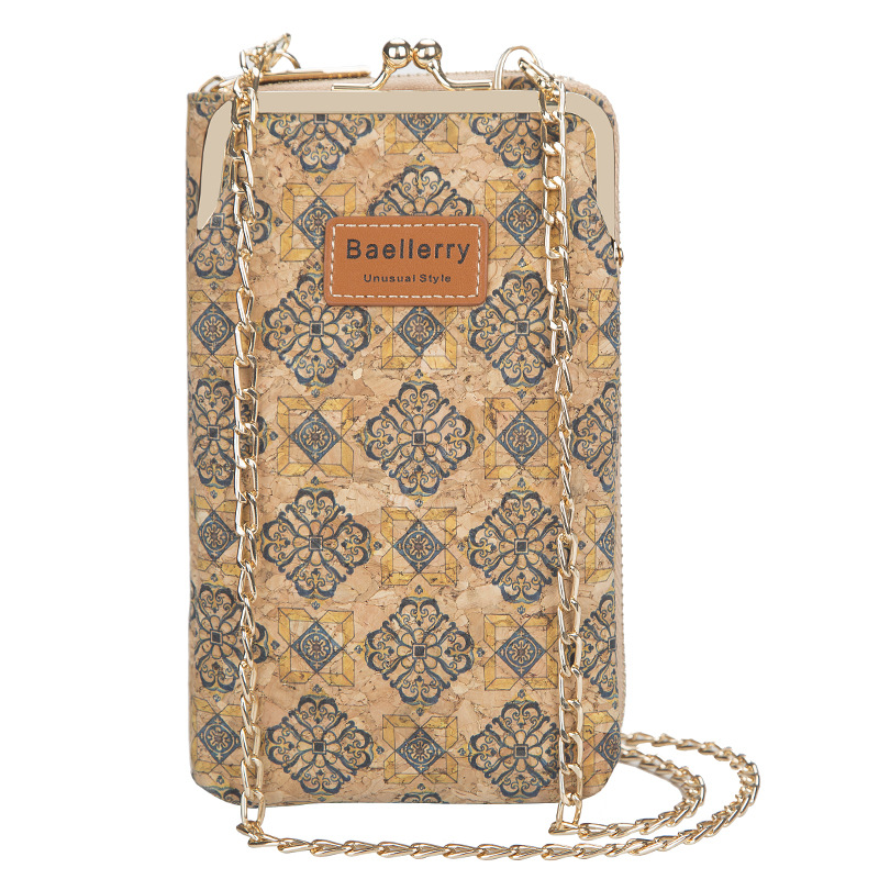 Picture of baellerry ladies wallet vertical wood grain mobile phone bag multi card wallet chain shoulder messenger bag wholesale