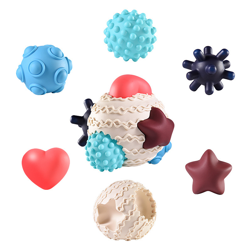Picture of Newborn Baby Soft Rubber Toy Hand-held Ball Rattle Baby Soothing Massage Tactile Sense Ball Puzzle Bath Water Play