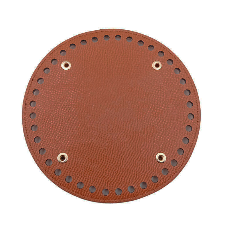 Picture of Bag accessories handmade elegant bag material 14cm round bottom plate diy woven bag quality hardened pu bag pad bottom
