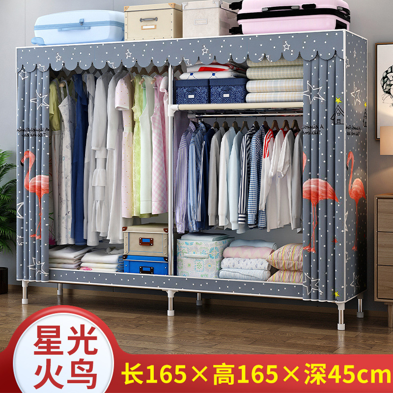 Picture of 2025 New Steel Pipe Fabric Wardrobe Simple Assembly Wardrobe Home Bedroom Cabinet Rental Single Wardrobe