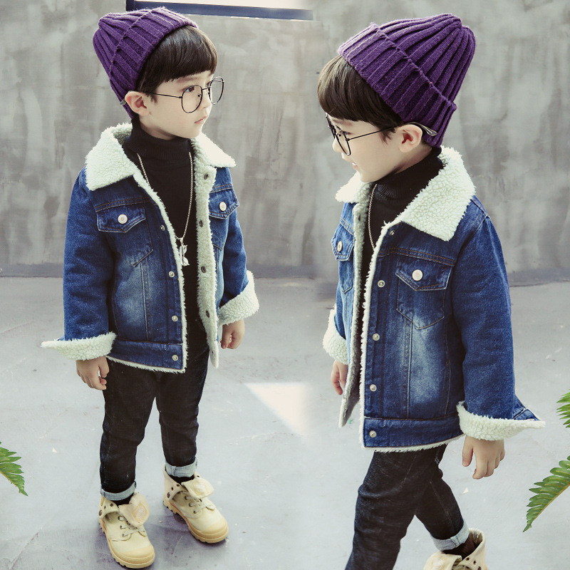 Picture of 2021 new girls denim coat plus velvet padded autumn and winter men's baby children's western style Korean fashion clothes 0-3