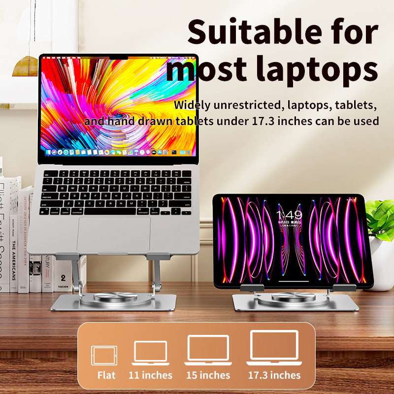 Picture of Rotating Laptop Stand Vertical Desktop Elevating Hollow Cooling Lifting Folding Metal Laptop Stand