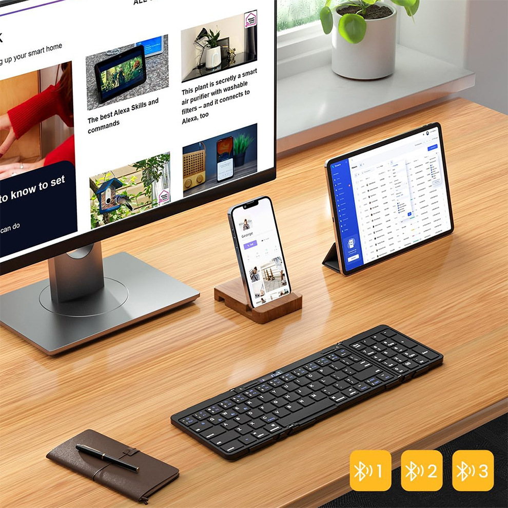 Picture of New Product 70% off Bluetooth Touch & Numeric Keyboard Battery Screen Display Aluminum Alloy Bluetooth Keyboard Silent Office