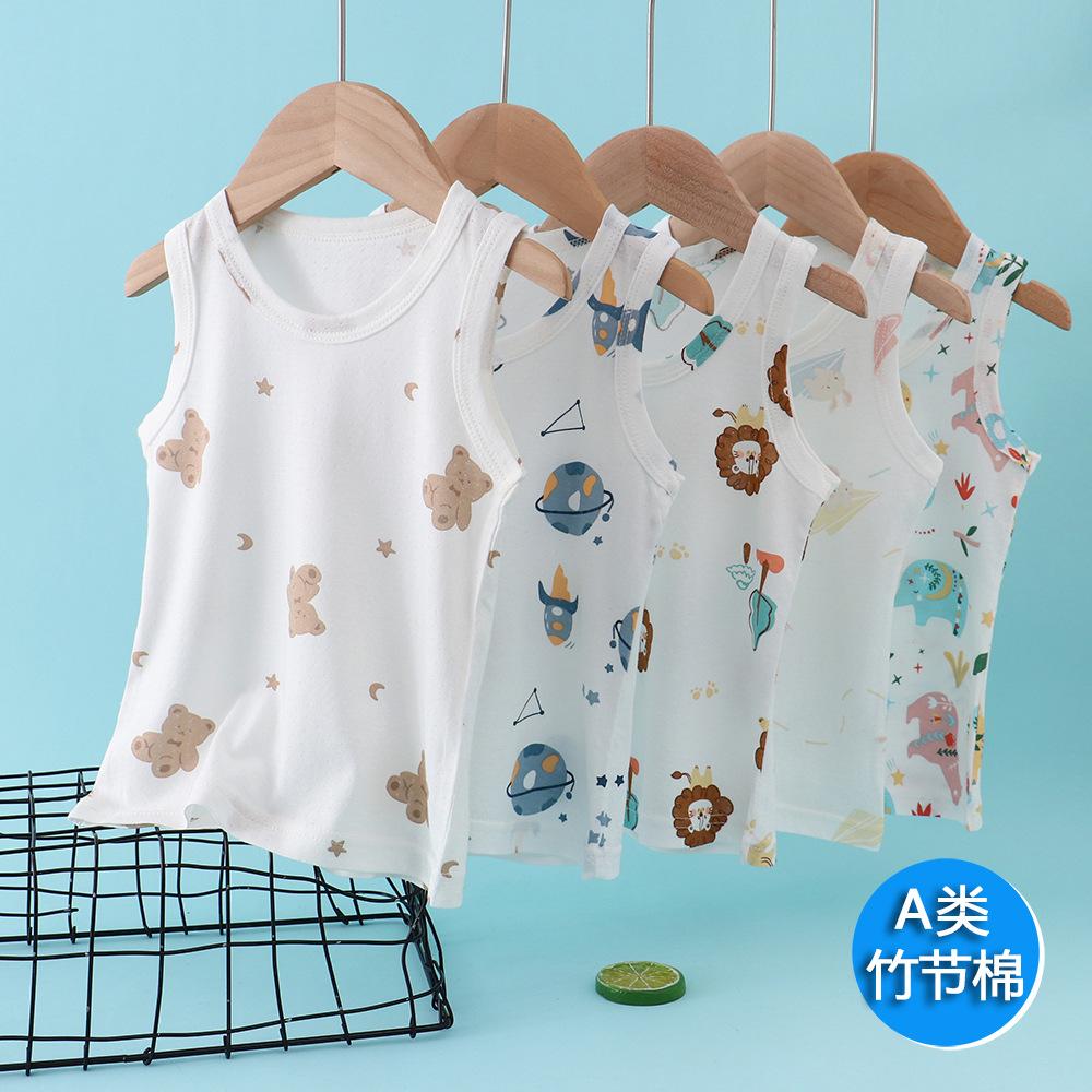 Picture of JX Children's Vest Boys' Slub Cotton Inner Wear Girls' Baby Summer Thin Children's Base Shirt Sling Vest Trendy