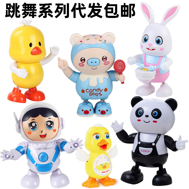 Picture of Electric dancing duckling with sound can move rabbit light walking singing panda dancing robot children's toys