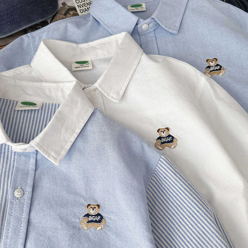 Picture of Men's Children's Cotton Oxford Long Sleeve Shirt 24 Spring and Autumn Korean Baby Loose Western Style Cartoon Soft Top