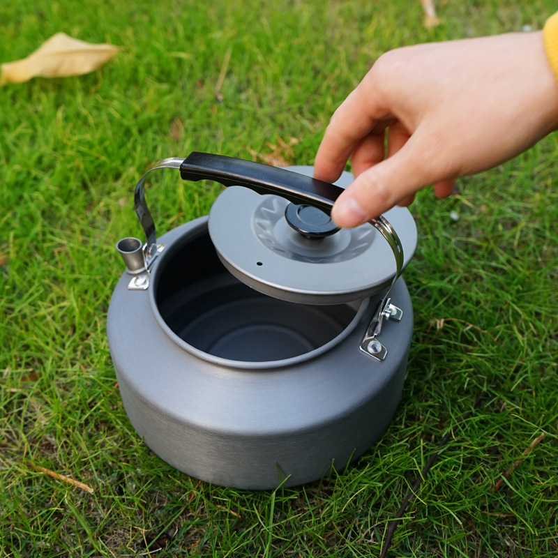 Picture of Outdoor Kettle Set Pot Outdoor Teapot Camping Aluminum Alloy 1.6L Large Capacity Coffee Pot Portable Kettle