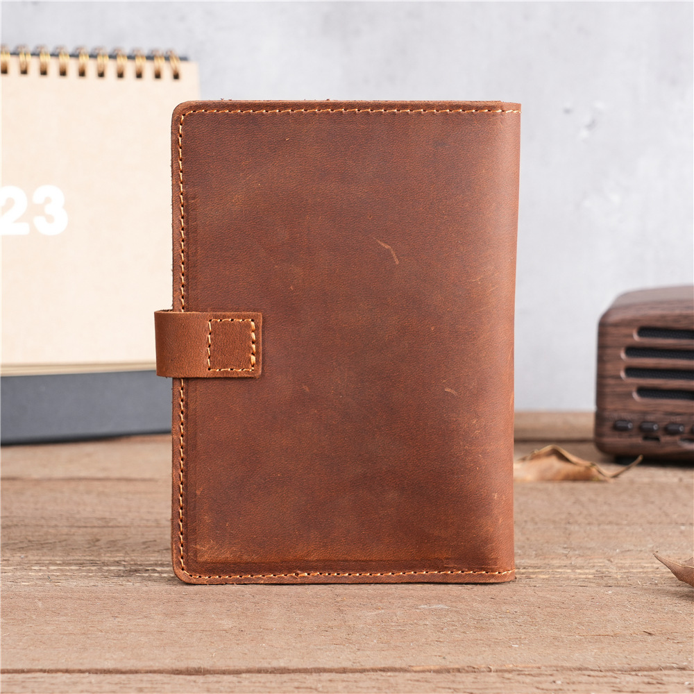 Picture of NT005 Men's and Women's Vintage Genuine Leather Passbook Bag in stock Wholesale Crazy Horse Leather Multi Card Card Bag Coin Bag Snaps