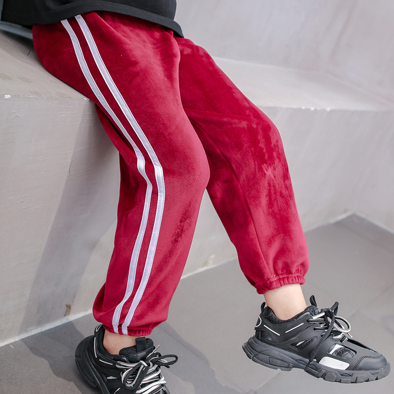 Picture of Children's gold velvet winter thick colorful breathable solid color sports pants casual pants warm pants wholesale generation