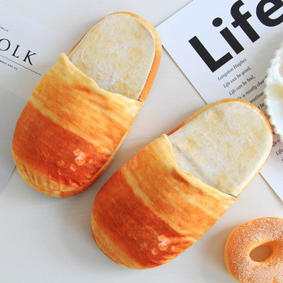 Picture of Simulation plush toy food bread hamburger toast winter home soft bottom non-slip plush shoes