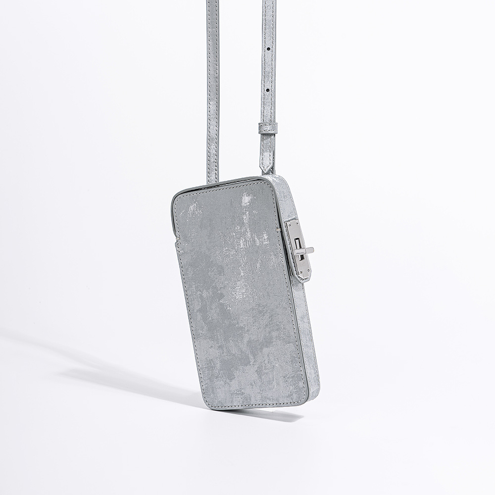 Picture of New Chinese Style Lock Phone Bag National Style Satin Cowhide Box Bag 2024 New Vintage Fashion Mini Crossbody Bag