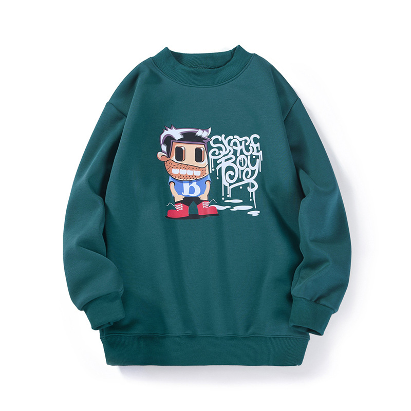 Picture of Autumn and Winter Korean Style New Boys' Velvet Sweatshirts, Medium and Large Kidsren's Austrian Velvet Cartoon Printed Kidsren's Sweatshirts Wholesale