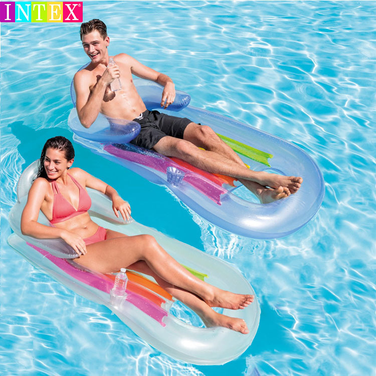 INTEX58802 Water Inflatable Floating Row Large Swimming Floating Bed Beach Mat Adult Thickened Mount Floating Recliner