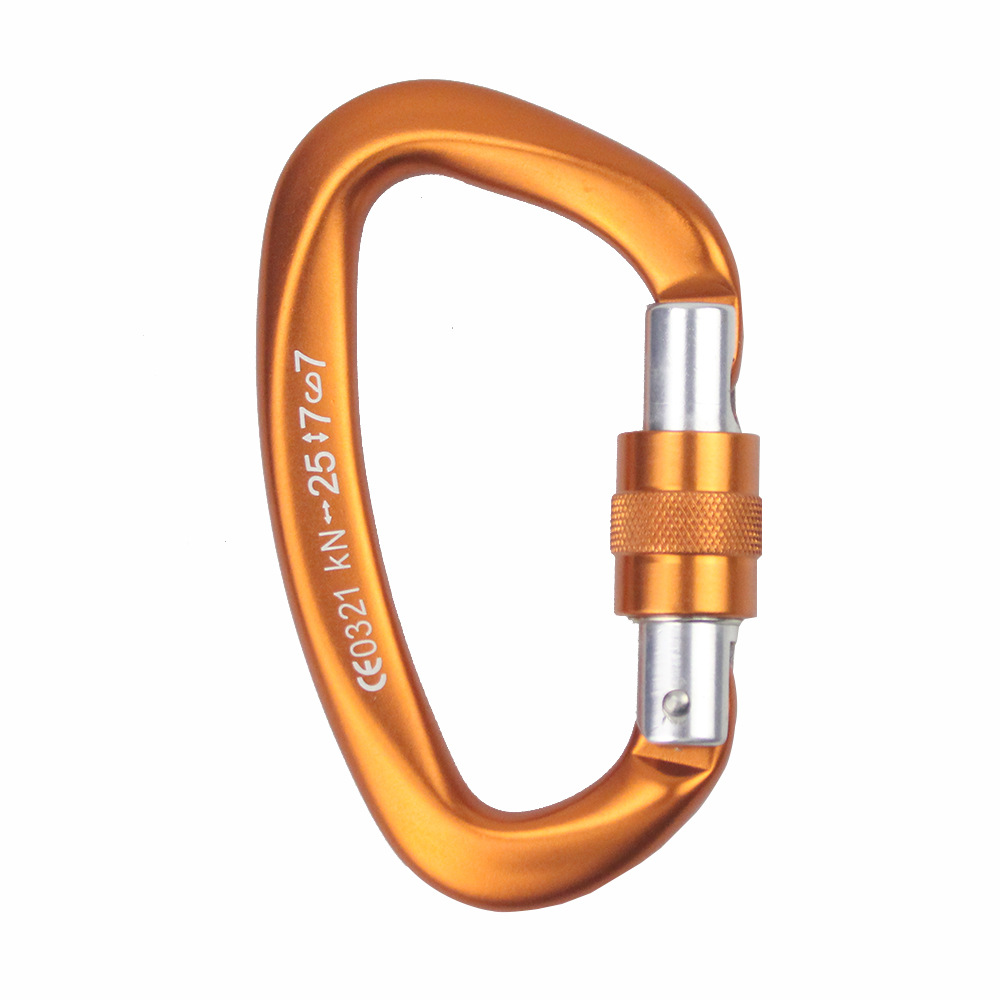 Picture of D-shaped 25KN mountaineering main lock 7075 aviation fast hanging aluminum buckle outdoor rock climbing equipment multi-function safety lock