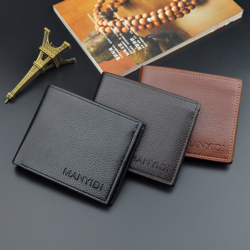 Picture of New wallet short men's driver's license thin wallet 30% discount horizontal business casual litchi pattern retro soft wallet