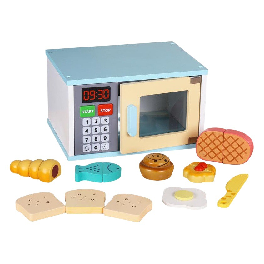 Children's Educational Toys Wooden Simulation Play House Kitchen Toy Set Coffee Machine Bread Machine Microwave Oven Toy