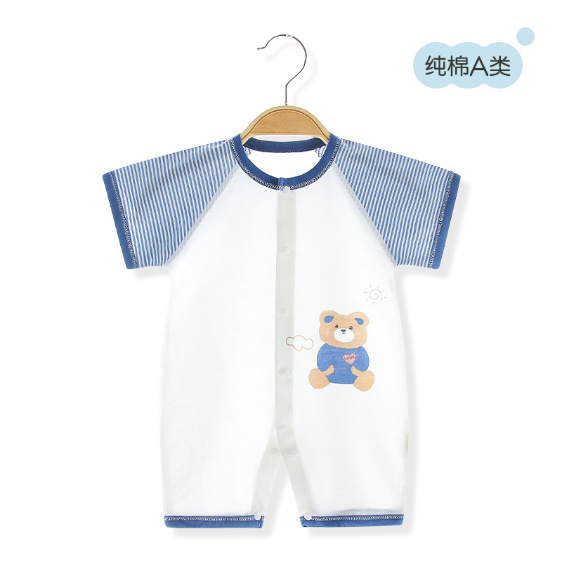 Picture of Spring and Summer Thin Children's Climbing Suit Outer Wear Pure Cotton Newborn Short-sleeved Baby Class A Baby Clothes All-in-one