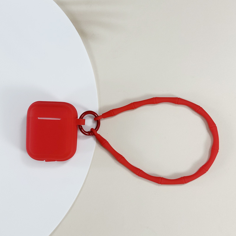 Picture of Simple Pure Color Belt Pendant Suitable for Airpods4 Protective Case Apple 1/2 Silicone Headphone Case with Lanyard Source