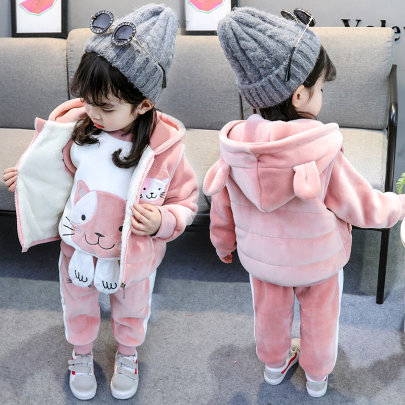 Picture of Children's Clothing Baby Girl's Clothes Autumn and Winter Western Style 2022 New Winter Clothing Women's Children's Clothing Plus Velvet Thickened Winter Three-piece Set