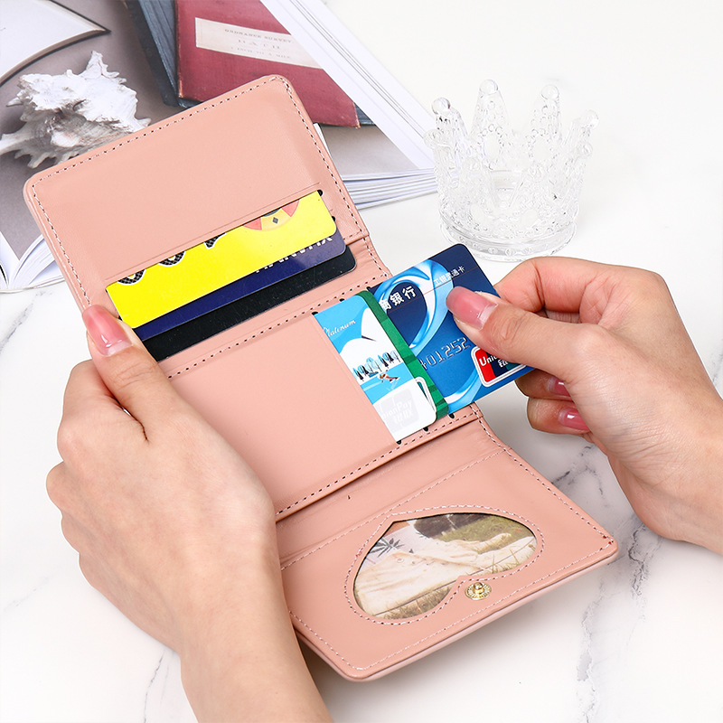 Picture of Korean Style New Small Wallet Women's Short Three-fold Cute Printed Cartoon Student Three-fold Multi-card Bits Folding Coin Clip