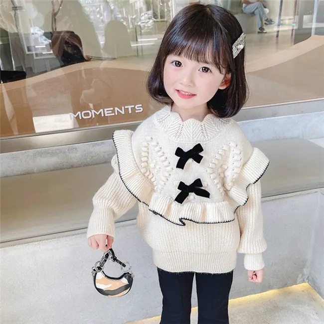 Picture of Primary and Middle School Students Western Style Casual Knitted Sweater Girls Autumn and Winter New Fashionable Sweet Princess Style Knitted Sweater