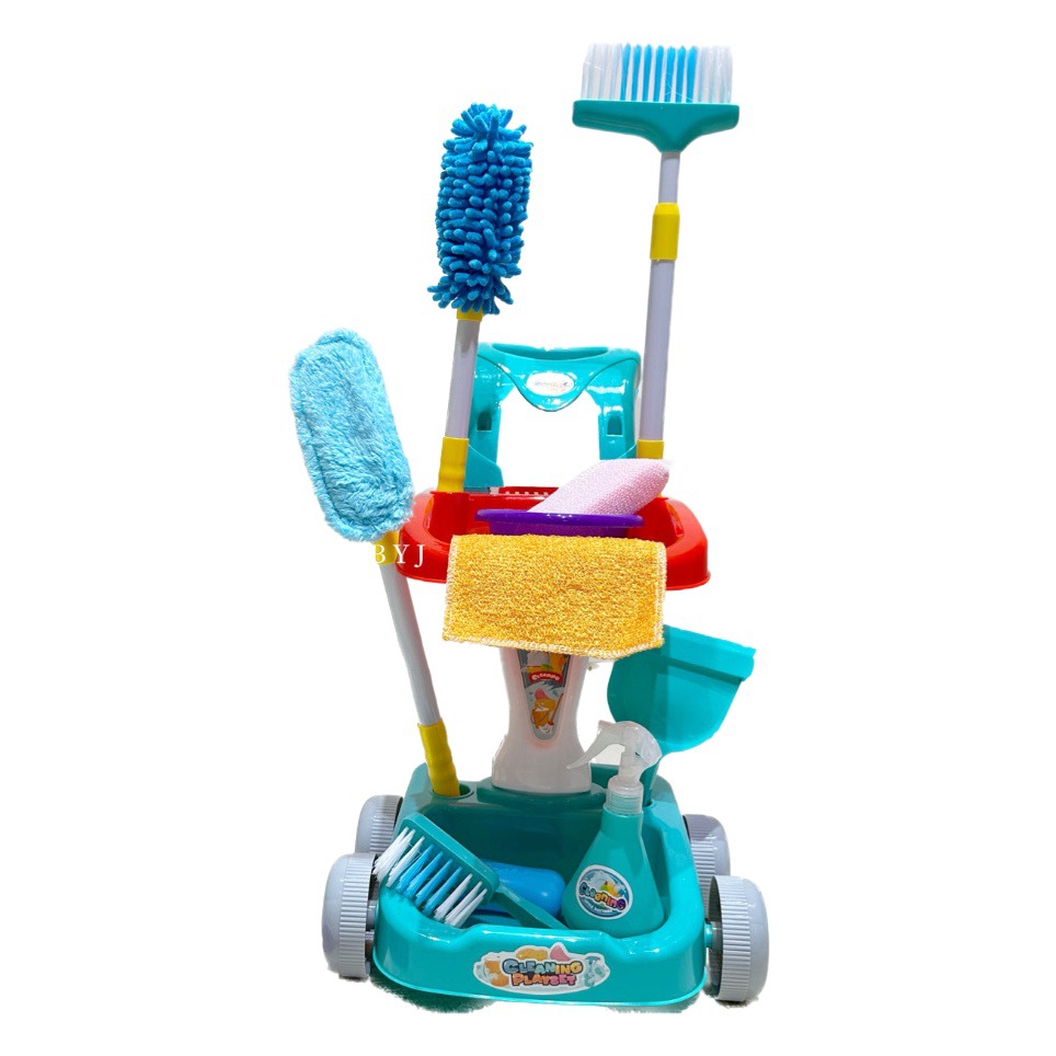 Children's sweeping toy broom dustpan combination set simulation play house cleaning mop baby girl