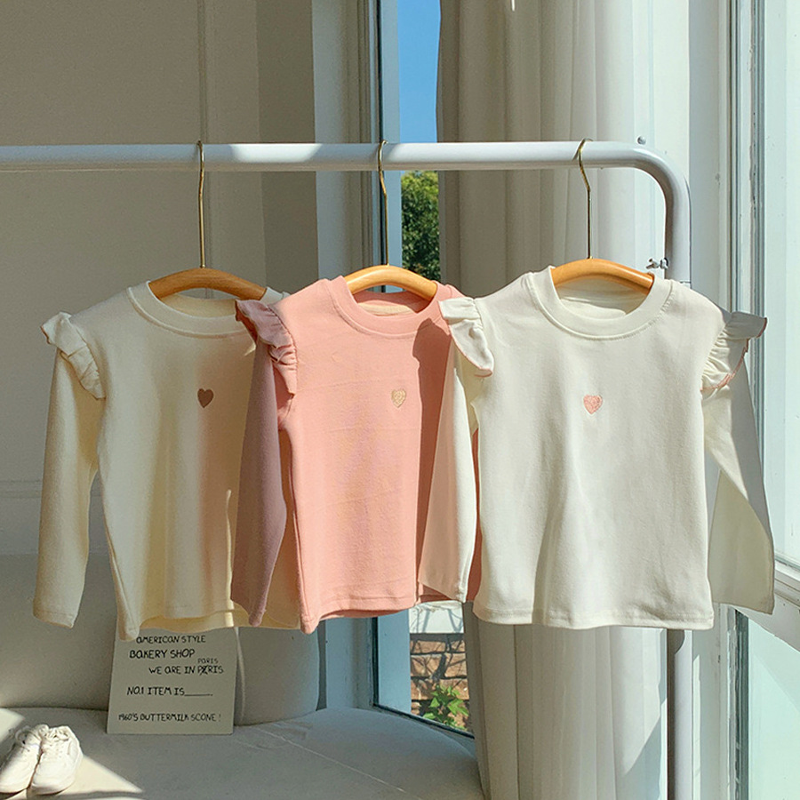 Picture of New Autumn Style Fake Two-Piece Kidsren's Color-Blocked T-Shirt Stripesd Cuffs Korean Style Girls' Long-Sleeved Bottoming Shirt Long-Sleeved T-Shirt