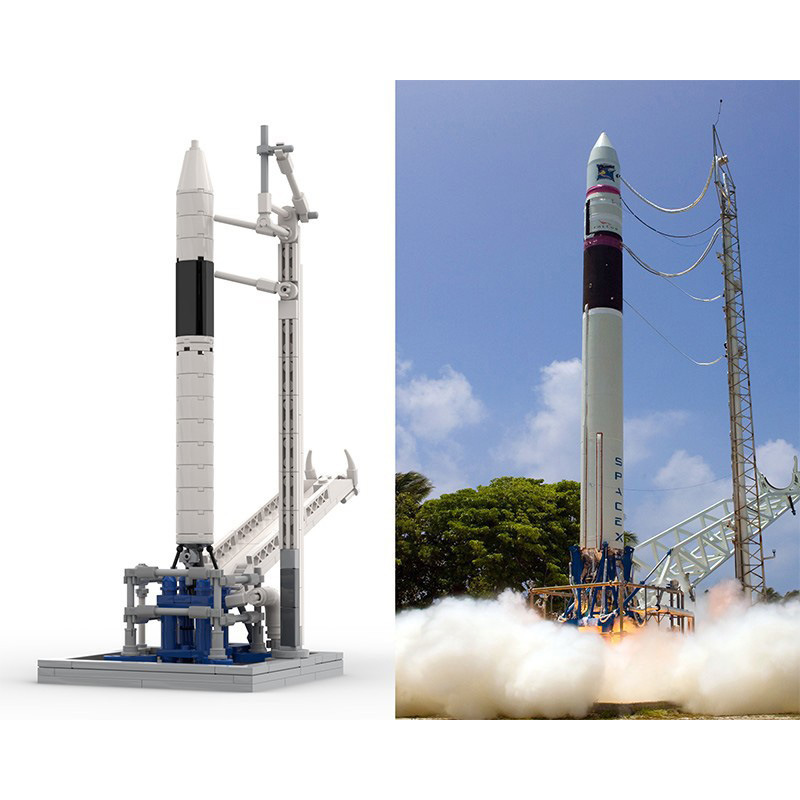Picture of MOC Chinese-made assembled toy Falcon No. 1 launch vehicle SpaceX building blocks compatible with Lego model