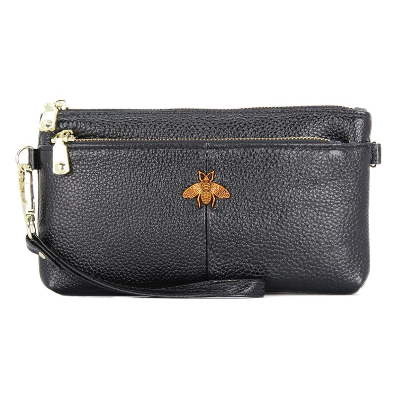 First Layer Cowhide Women's Clutch Bag European and American Retro Fashion Simple Long Wallet Long Leather Wrist Phone Bag