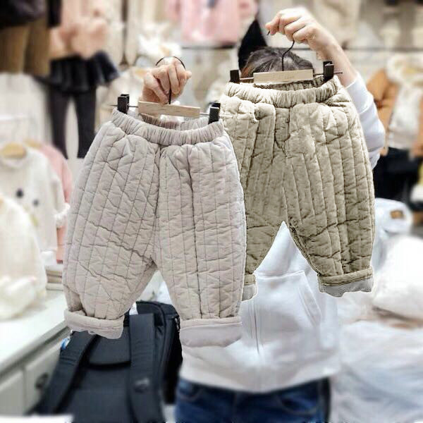 Picture of Winter clothing children's clothing Korean winter baby boys and girls retro padded cotton pants casual cute radish pants cotton pants 2