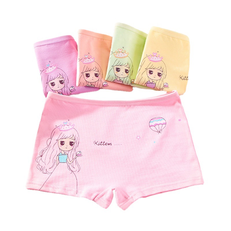 Picture of Girls' Underwear Cotton Children's Boxer Shorts Not Clipping Butt Baby's Big Children's Boxer Shorts Girls' Triangle Underpants