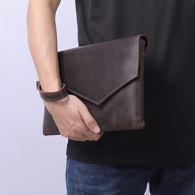 Picture of Vintage Genuine Leather Men's Clutch Casual Men's Handbag Top Layer Crazy Horse Cowhide Business Clutch Underarm Clutch Bag