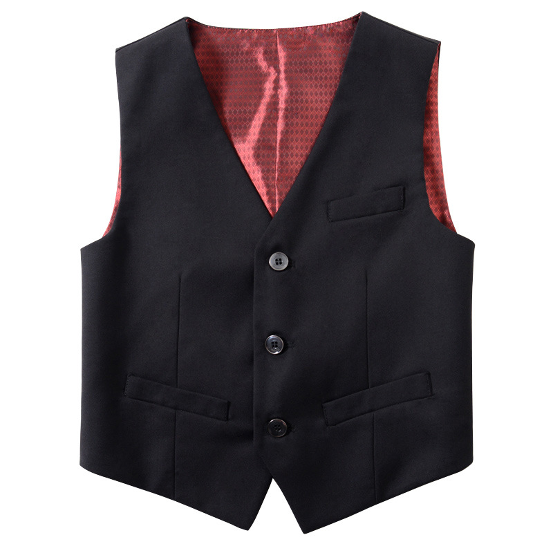 Picture of Children's Black Suit Vest Boy Flower Girl Dress Performance Clothing British Style Pure Color Vest Drop Shipping