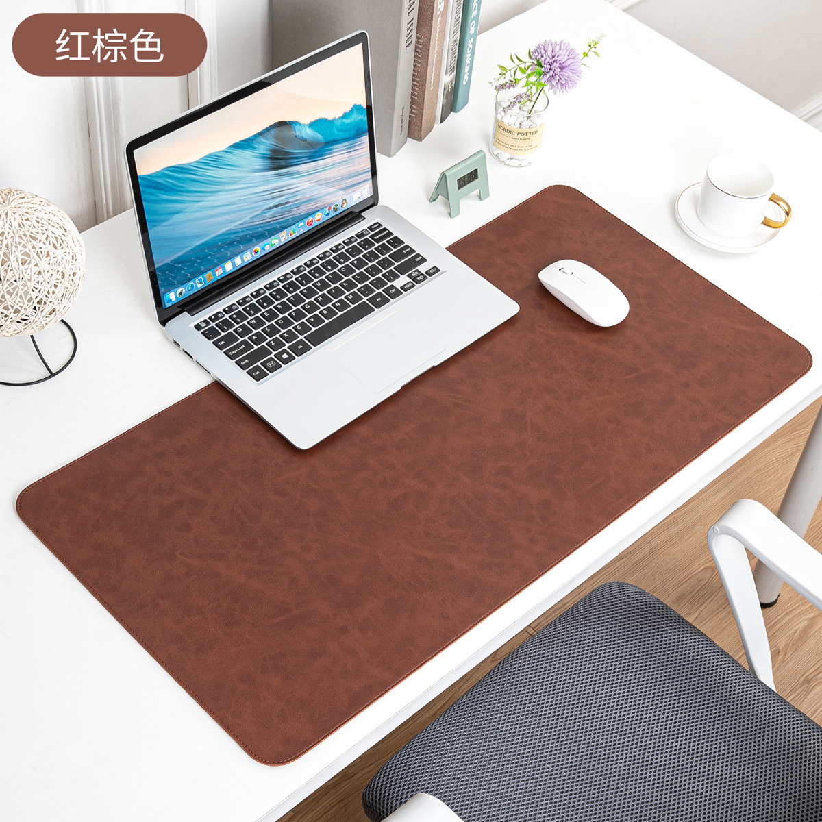 Picture of Skin-feeling Crazy Horse Leather Table Mat Leather Pattern Mouse Pad Custom Oversized Office Computer Mat Leather Learning Desk Mat