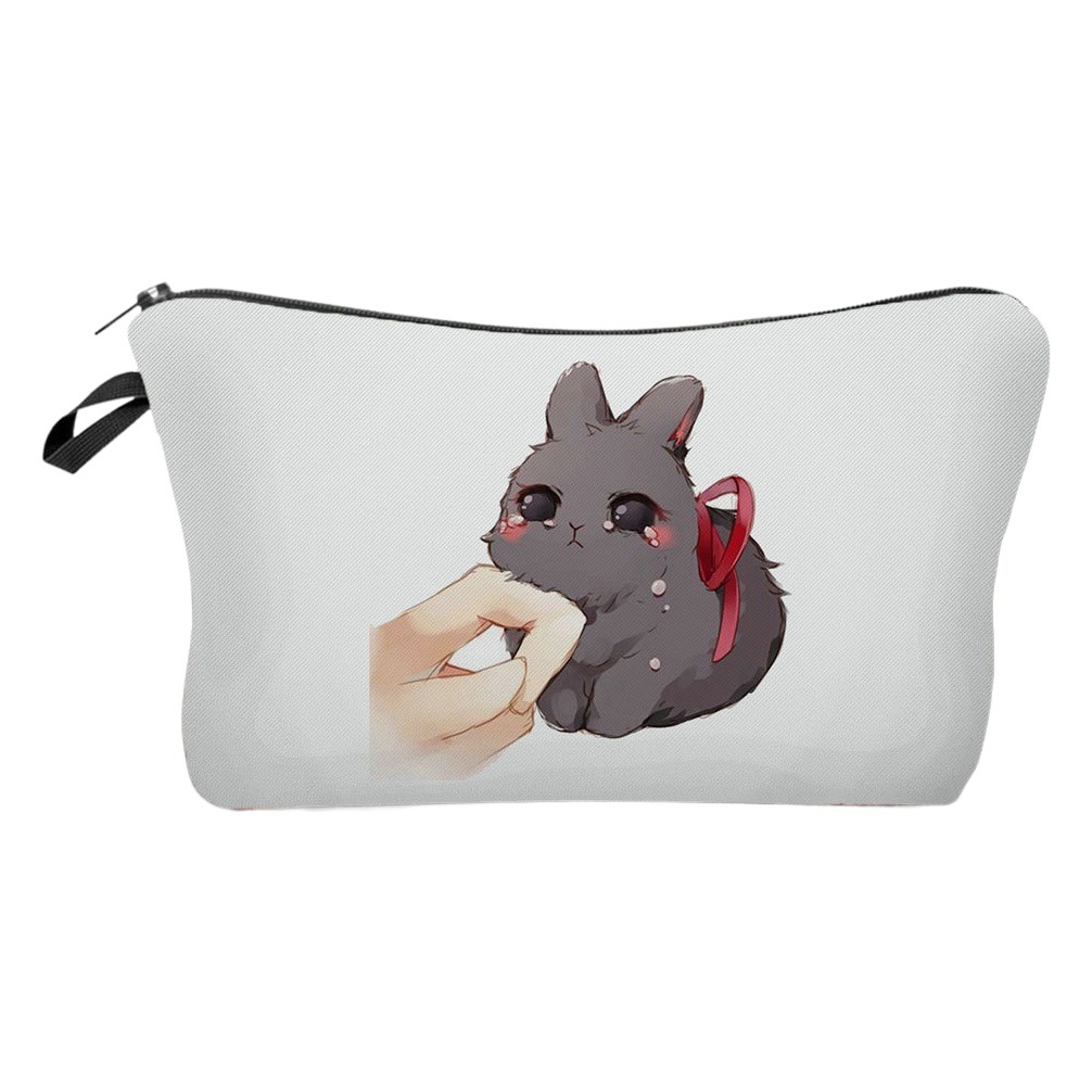 Trendy cartoon new rabbit printed cosmetic bag fashionable cute drop-resistant storage bag large capacity wash bag