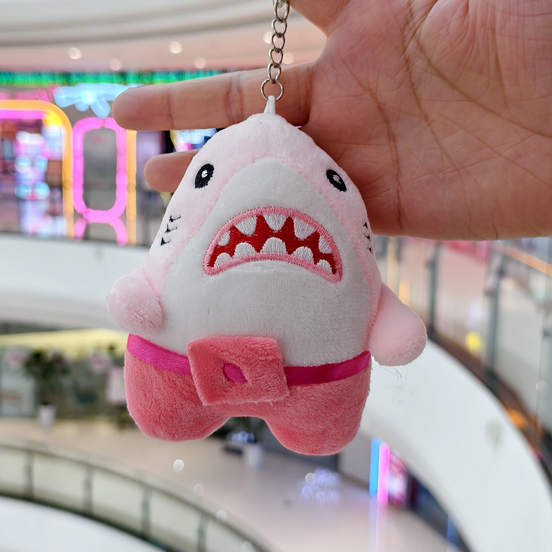 Picture of Marine Animal Shark Doll Creative Plush Doll Small Pendant Keychain School Bag Pendant Grabbing Doll Machine Wholesale