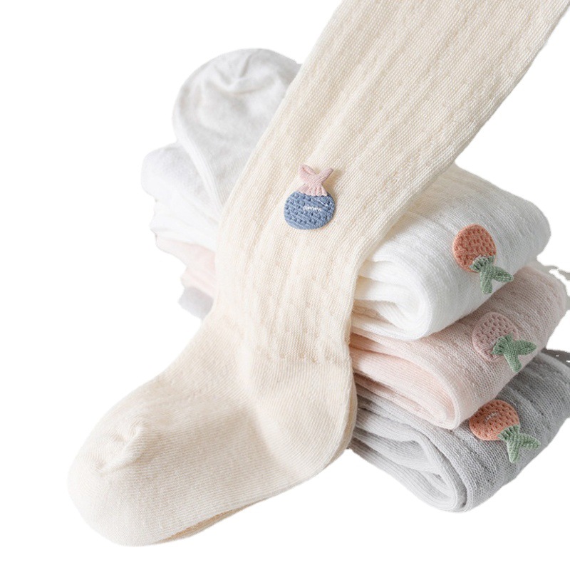 Summer Children's Pantyhose Striped Mesh Girls' Anti-mosquito Socks Cartoon Pineapple Baby Bottom Socks Baby All-in-one Socks
