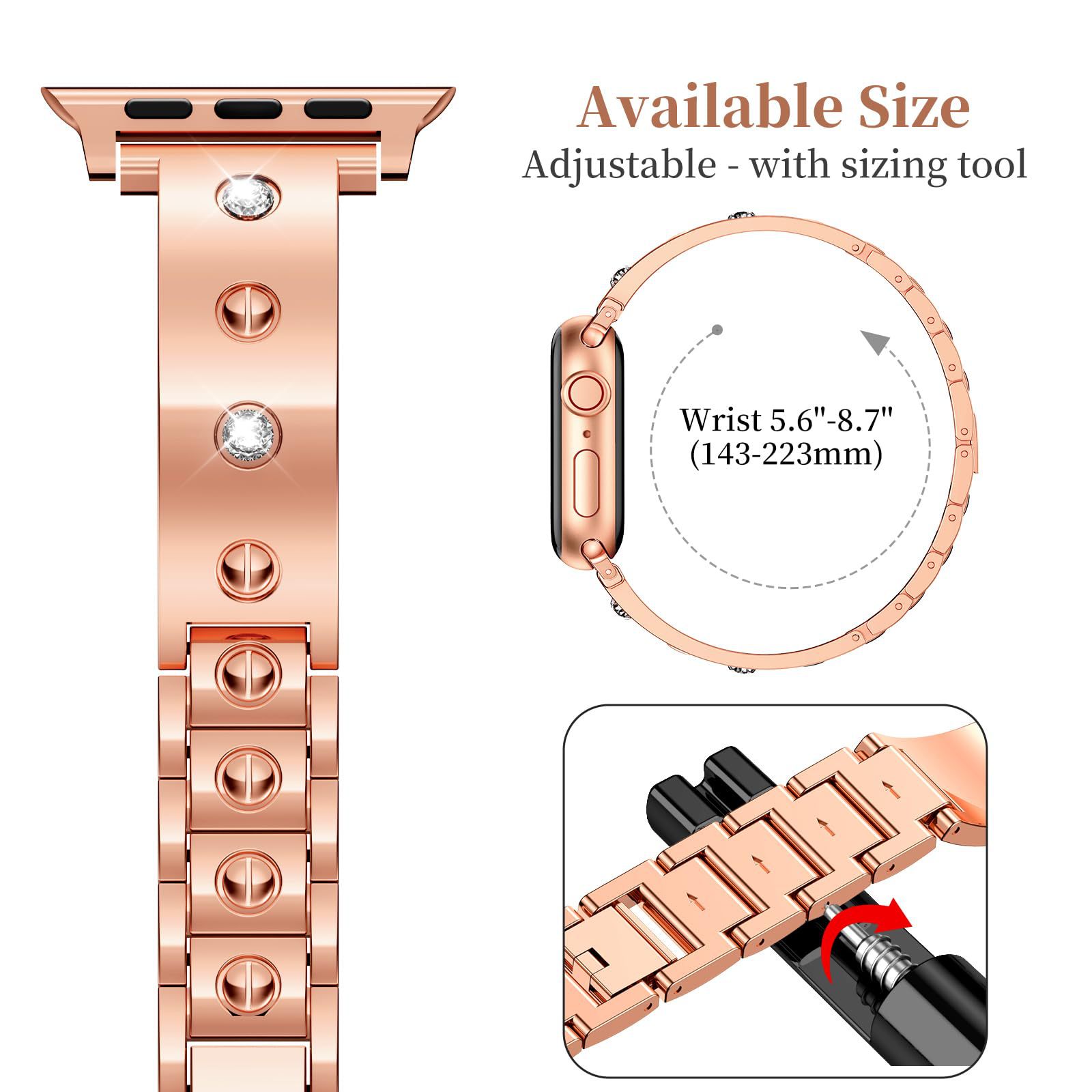 Picture of The new applewatch strap is suitable for Apple 1-9 generation/Ultra/SE diamond metal strap detachable