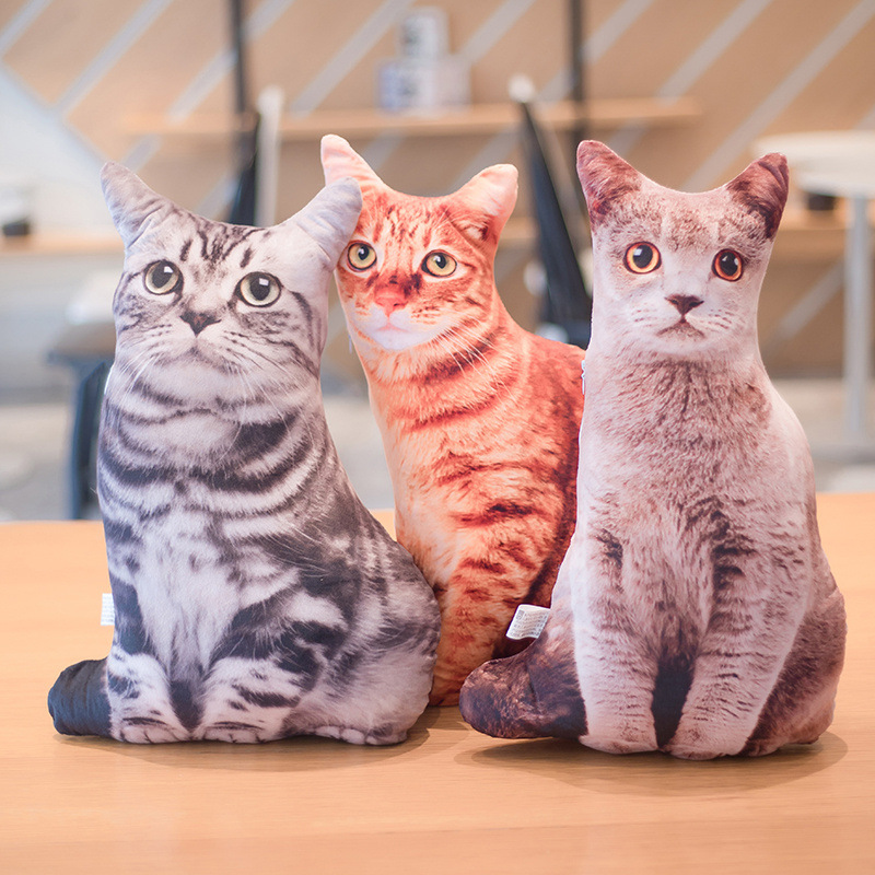 Creative simulation 3D three-dimensional Cat pillow Tiger Cat plush toy doll children's comfort doll wholesale