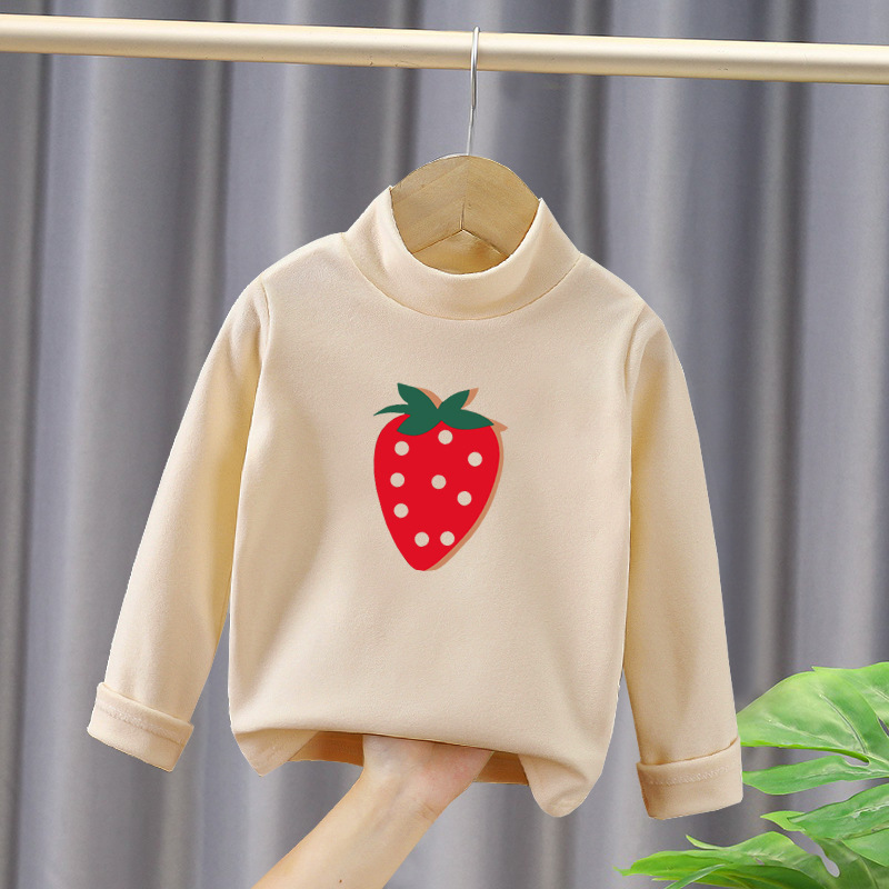 Picture of 2023 new autumn and winter dopamine girls' inner half turtleneck warm long-sleeved shirt children's velvet bottoming shirt