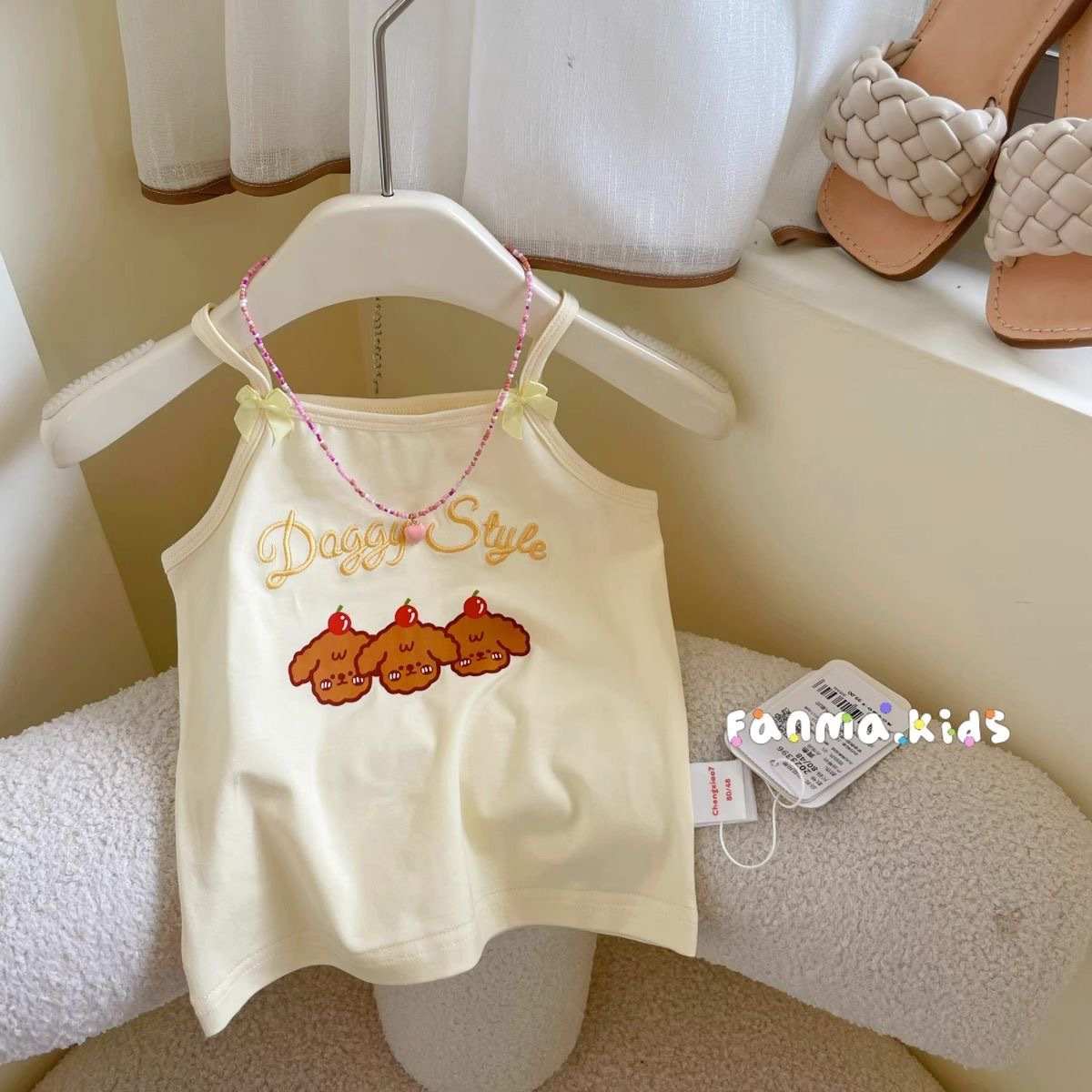 Picture of Printed Vest Bow Girl Children's Clothing Summer New Korean Style Baby Candy Color Cartoon Cute Skin-Friendly Sling