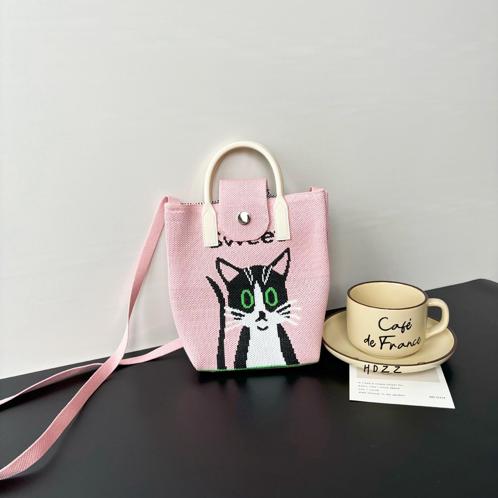 Picture of Advanced Sense Ins Mobile Phone Bag New Cartoon Knitted Bag Niche All-match Crossbody Handbag Korean Coin Purse Bag