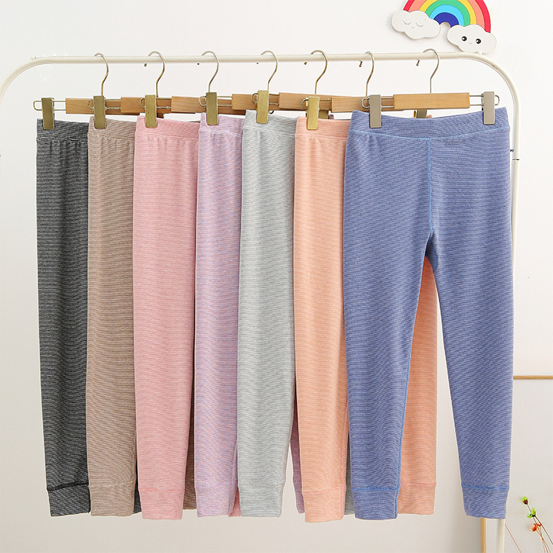 Picture of Warm trousers children's double-sided jacquard fast warm fleece-lined leggings medium and small boys and girls candy color autumn and winter New