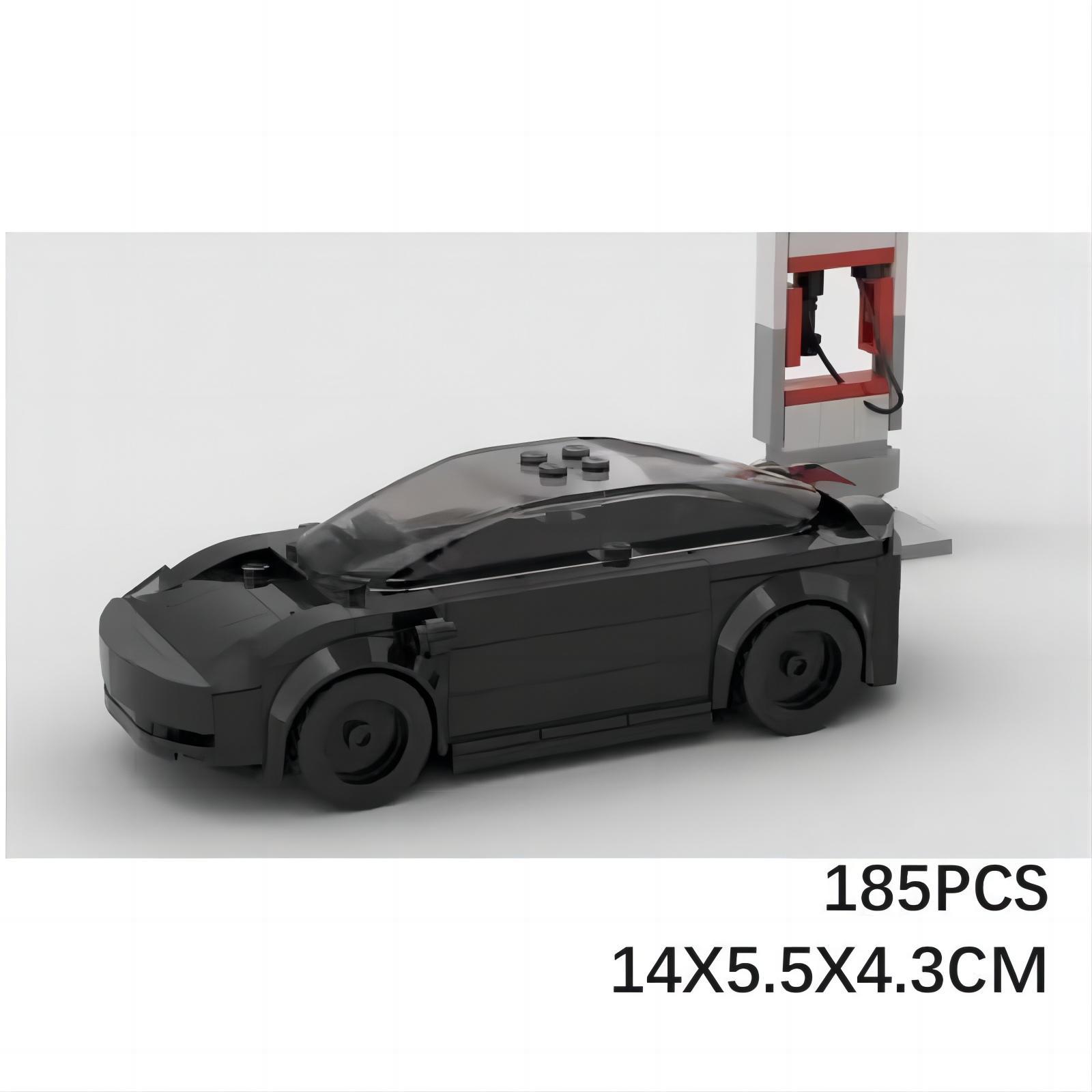 Picture of MOC blocks compatible with Lego small particles patchwork set sports car toy car Tesla Model 3