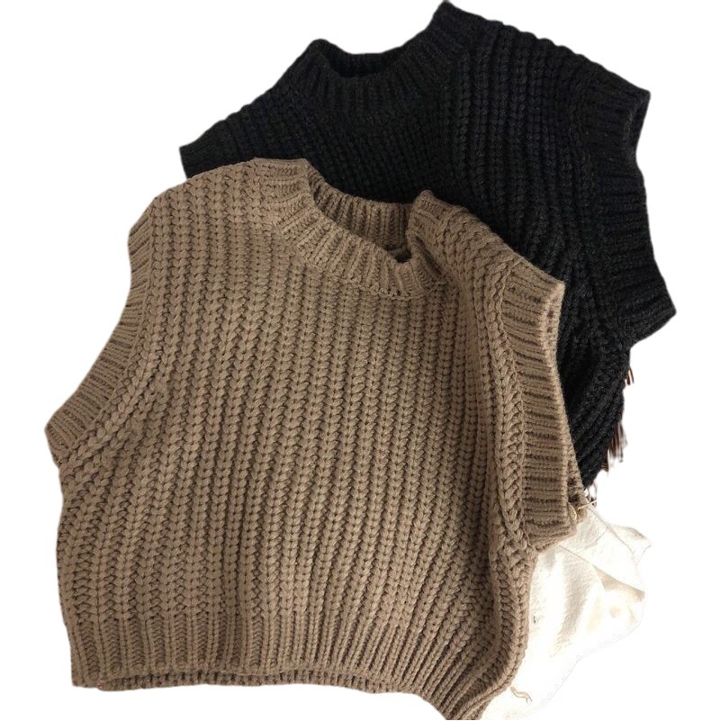 Artistic Mori South Korea children's thick stripe thickened wool vest pullover sweater boys and girls sleeveless vest fashion