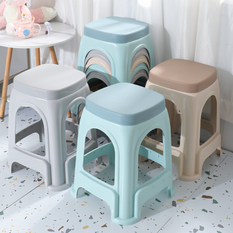 Picture of Thickened plastic stool household chair square stool plastic adult bench simple high stool stackable stool wholesale